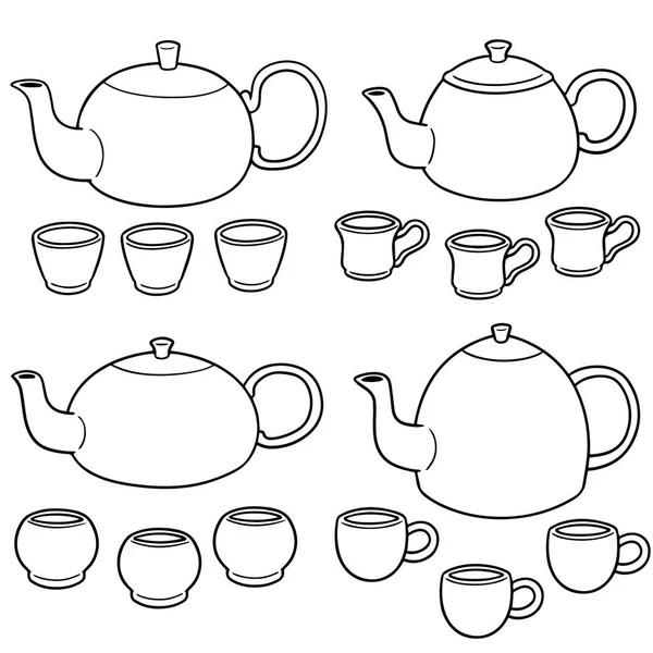 Векторный набор чайного набора — стоковый вектор