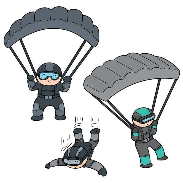 Vector set of parachuter — Stock Vector