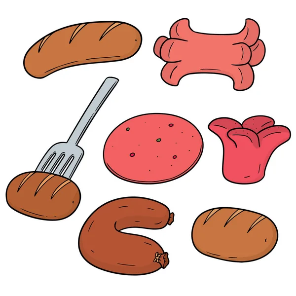 Векторный набор колбас — стоковый вектор