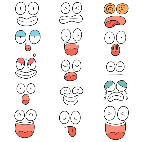 Vector conjunto de cara de dibujos animados — Vector de stock