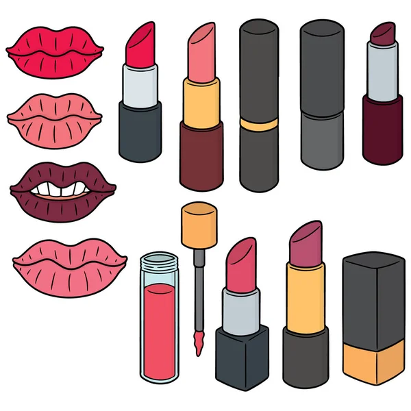 Conjunto vectorial de lápices labiales — Archivo Imágenes Vectoriales