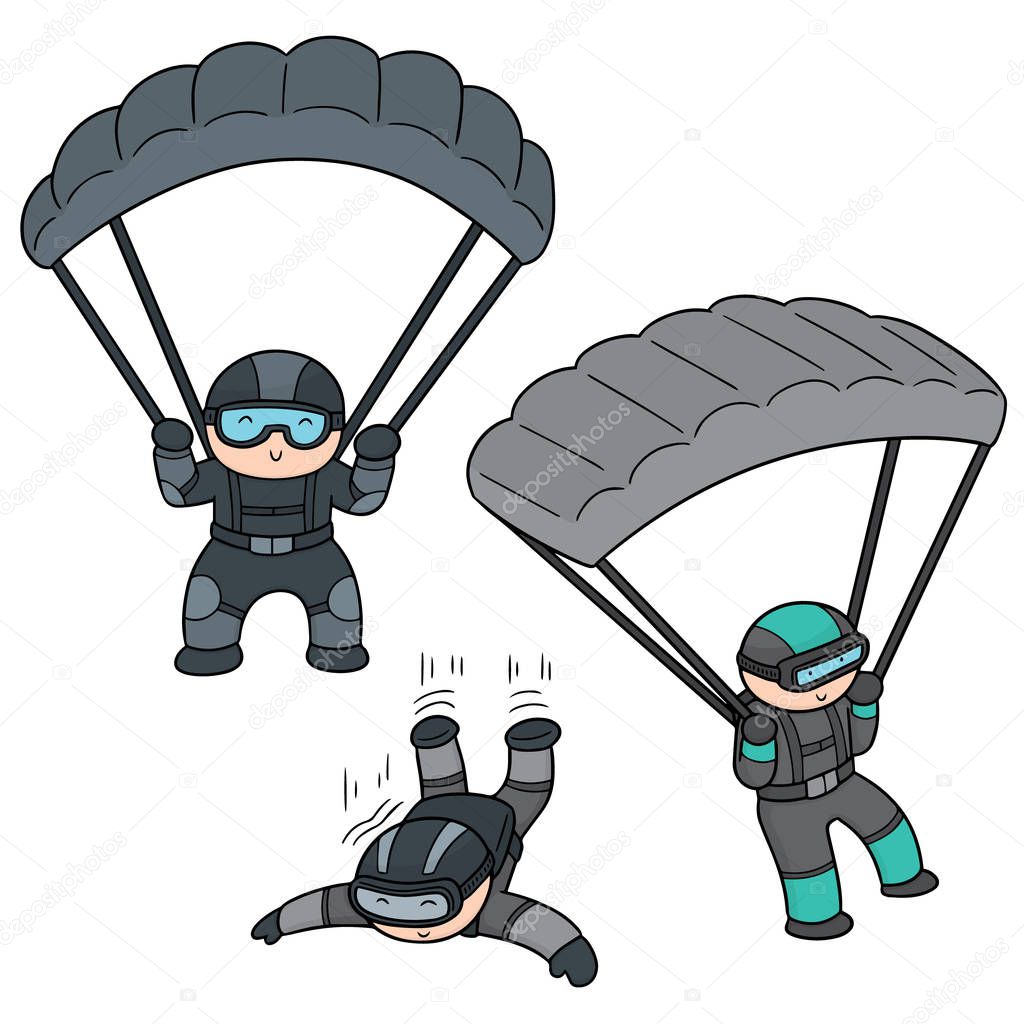 vector set of parachuter