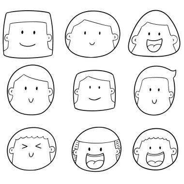 vektör çizgi film yüzü kümesi