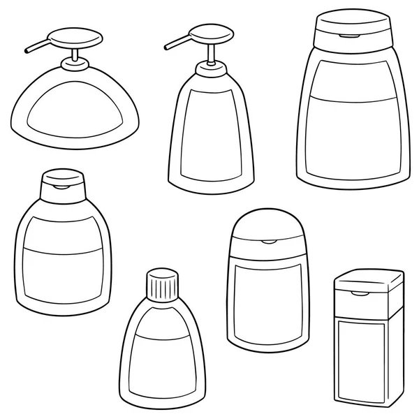 Conjunto vetorial de xampu e garrafa de sabão líquido —  Vetores de Stock