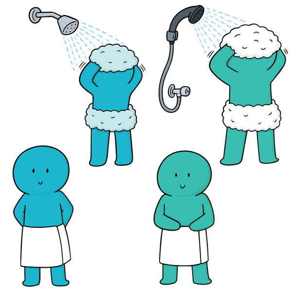 vector set of men showering