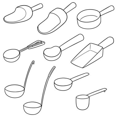 vektör set kaşık toz