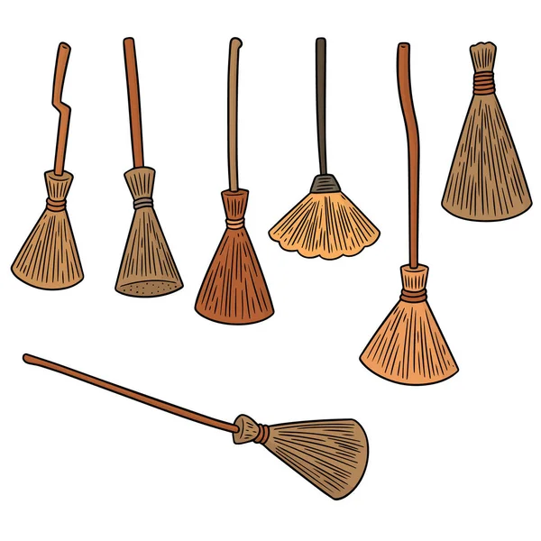 Vector set of broom — Stock Vector