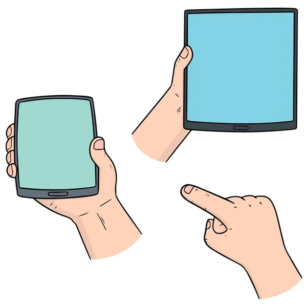 Vector set of hand using smart device — Stock Vector