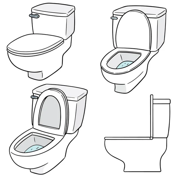 Векторный набор туалета для смыва — стоковый вектор