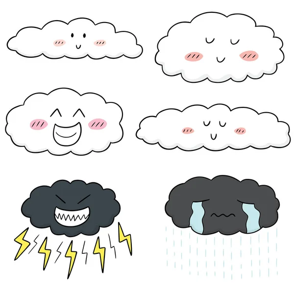 Jeu vectoriel de dessin animé nuage — Image vectorielle