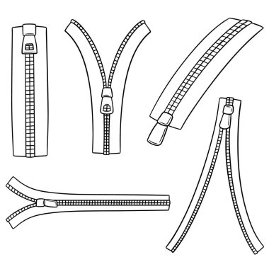 vektör set in fermuar