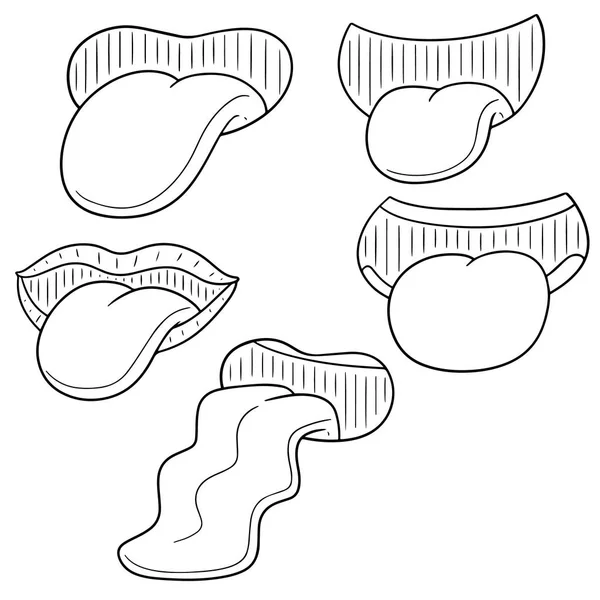 Insieme vettoriale di bocca e lingua — Vettoriale Stock