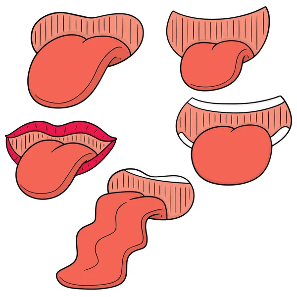 Vector conjunto de boca y lengua — Archivo Imágenes Vectoriales