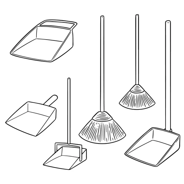 Векторный набор сковороды для метлы и пыли — стоковый вектор