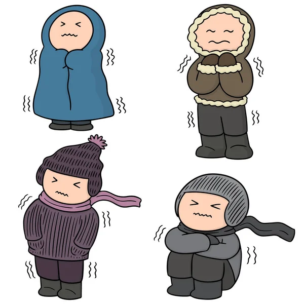 Векторный набор людей в зимней одежде — стоковый вектор