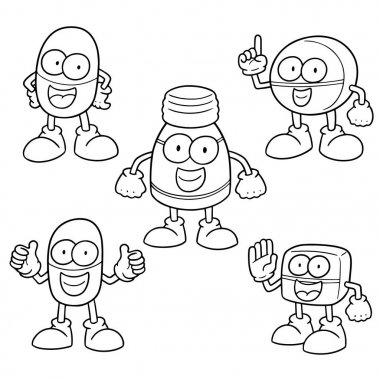 İlaç çizgi filminin vektör kümesi