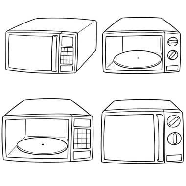 vektör set mikrodalga fırın