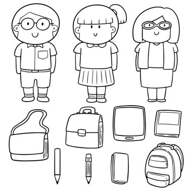 öğretmen ve öğrenci vektör kümesi