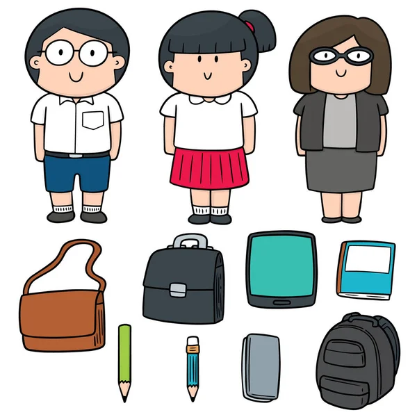 Vector Set Teacher Student — Stock Vector