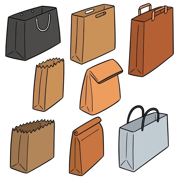 Vector Conjunto Bolsa Papel — Vector de stock