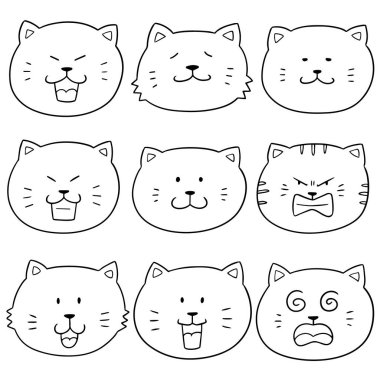 kedi yüz vektör kümesi