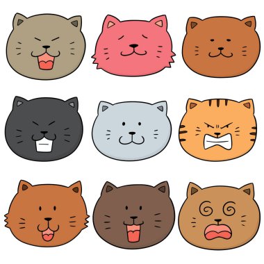 kedi yüz vektör kümesi