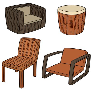 vektör set hasır sandalye