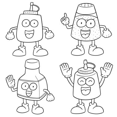 vektör set çeşni şişe karikatür