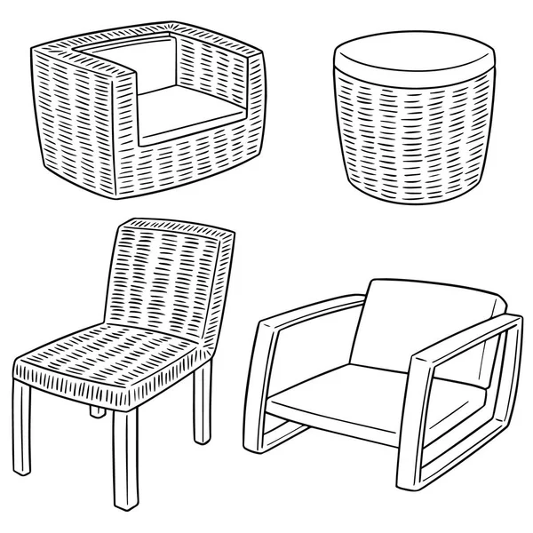 向量集的柳条椅 — 图库矢量图片