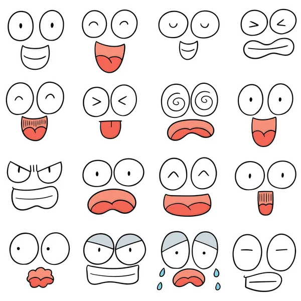 Vektor Set Von Cartoon Gesicht — Stockvektor