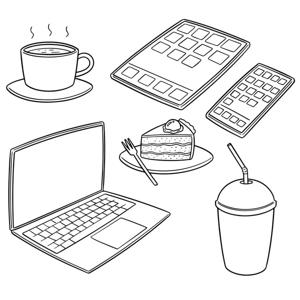 Vector Set Smartdevice Coffee Cake — Stock Vector