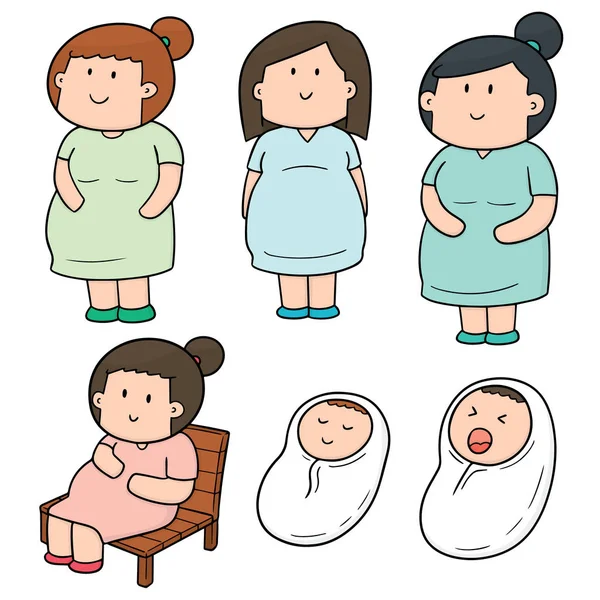 Hamile Kadın Bebek Vektör Kümesi — Stok Vektör