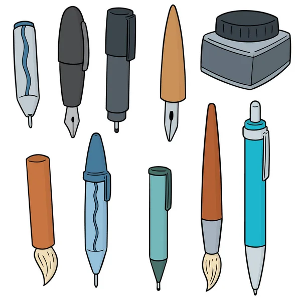 Vector Set Mechanisch Potlood Pen Inktfles — Stockvector