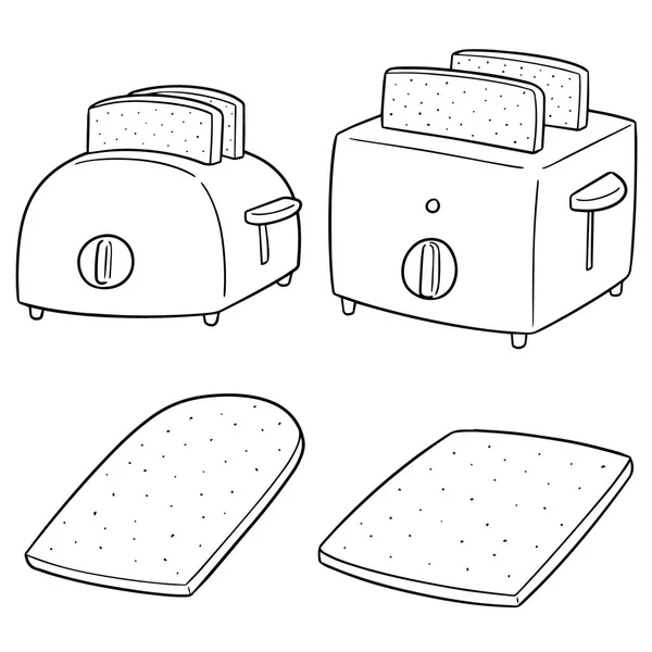 Vektor Set Von Brot Und Toaster — Stockvektor