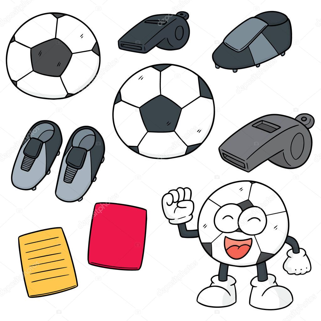 vector set of soccer equipment