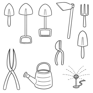 Bahçe araçlarının vektör kümesi