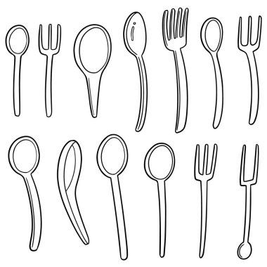 kaşık ve çatal vektör kümesi