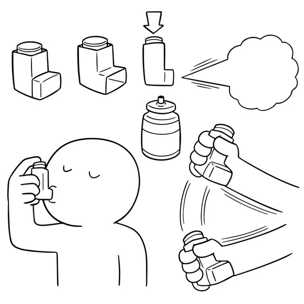 Jeu Vectoriel Médicaments Par Inhalation — Image vectorielle