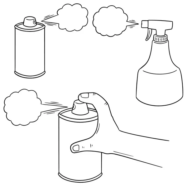 Vector Uppsättning Sprayburk Och Flaska — Stock vektor