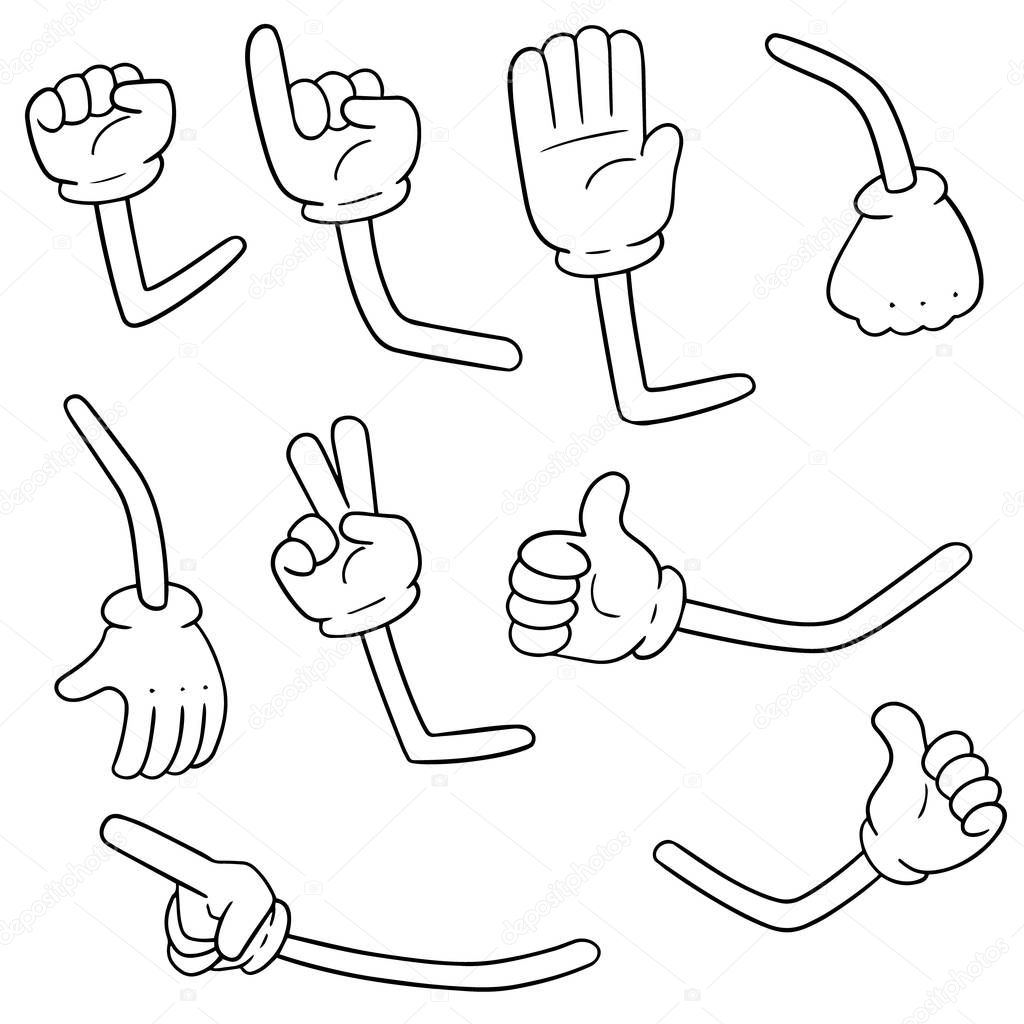 vector set of cartoon arms