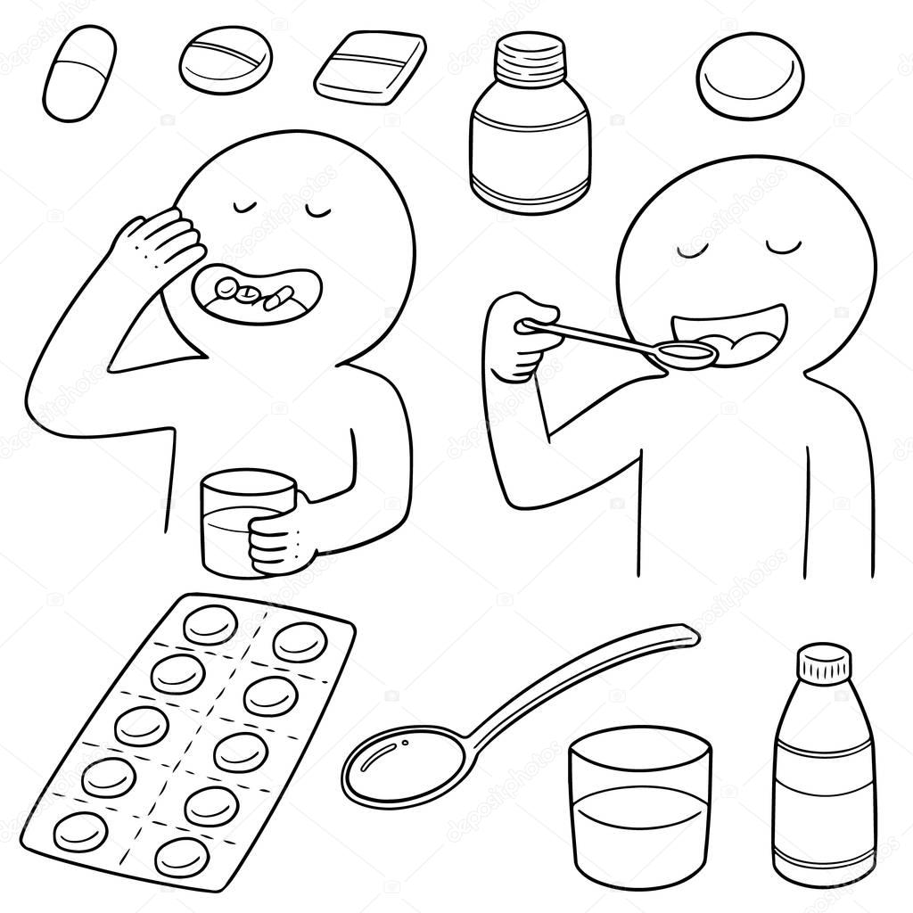 Vector Conjunto Medicamentos — Vector de stock © ourlifelooklikeballoon