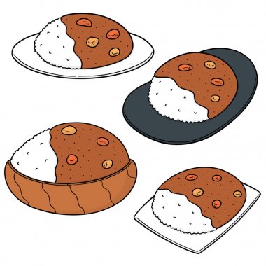 vektör set köri pirinç