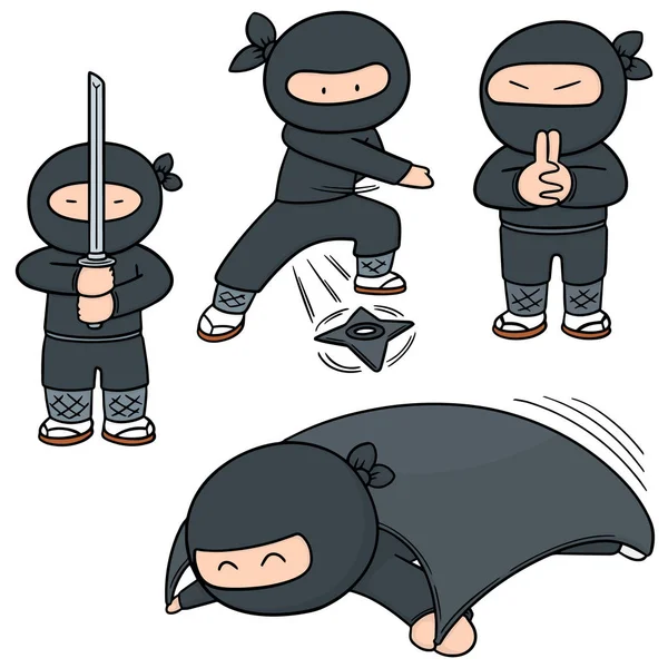 Conjunto Vetorial Ninja —  Vetores de Stock