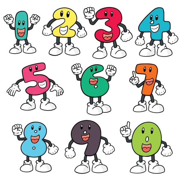 Vector Set Number Cartoon — Stock Vector