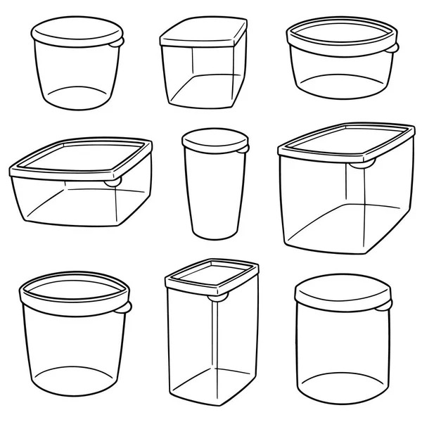 Ensemble Vectoriel Récipient Plastique — Image vectorielle