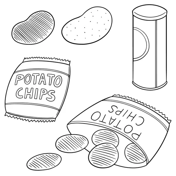 Vector Set Potato Chips — Stock Vector