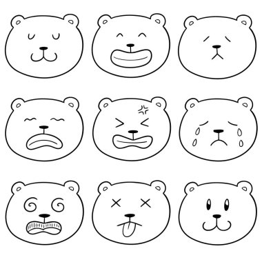 vektör set ayı yüz