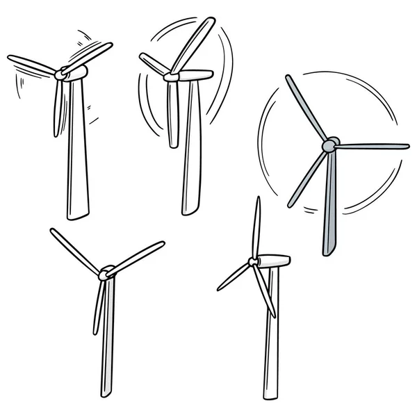 Vector Set Wind Turbine — Stock Vector