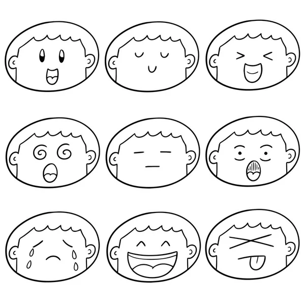 Vector Set Jongen Gezicht — Stockvector