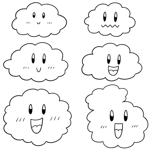 Conjunto Vetorial Desenhos Animados Nuvem — Vetor de Stock
